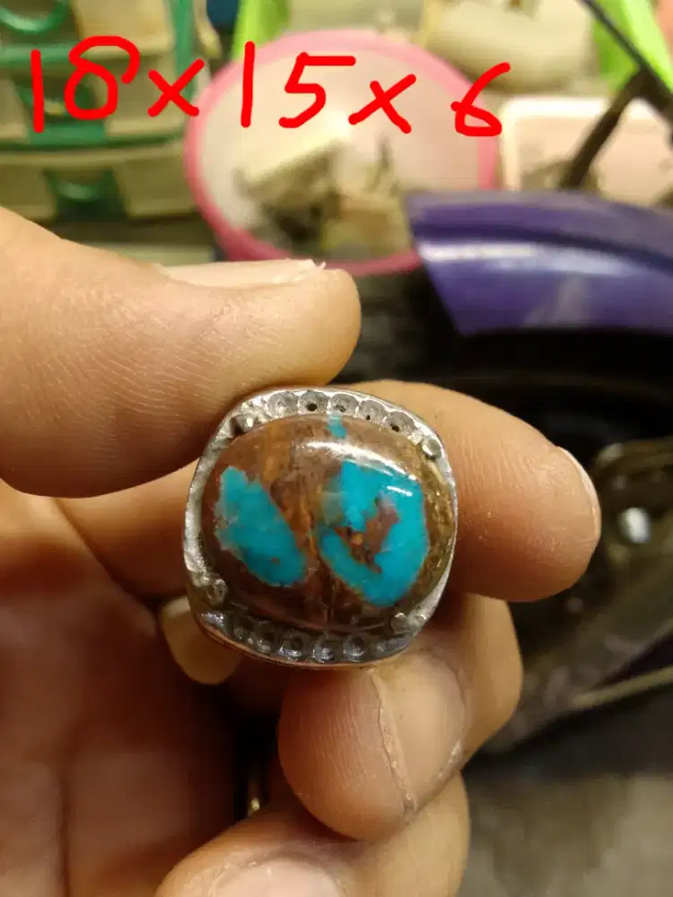 Cincin Batu Pirus motif angka 10