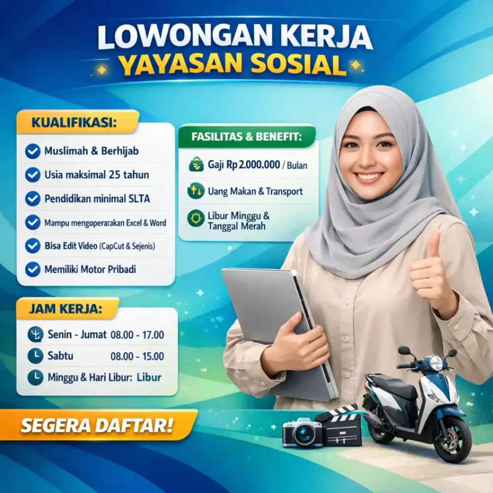 Butuh 2 Karyawan Muslimah