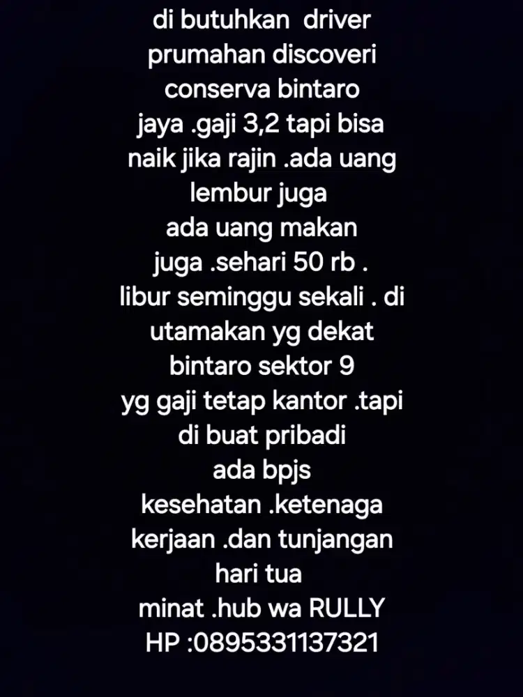 Butuh driver pribadi