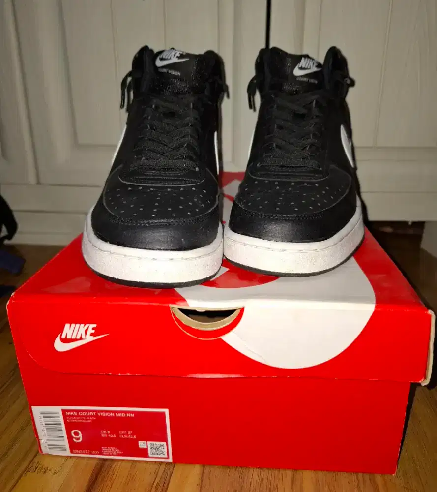 Sepatu Nike Court Vision Mid Next Nature Black Original size 42.5