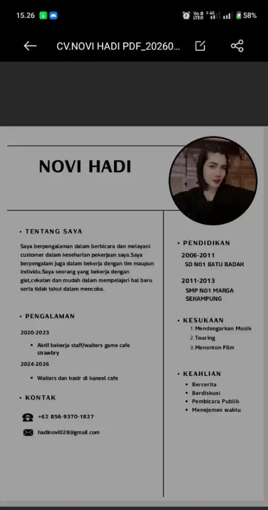 Saya mencari kerja apa aja