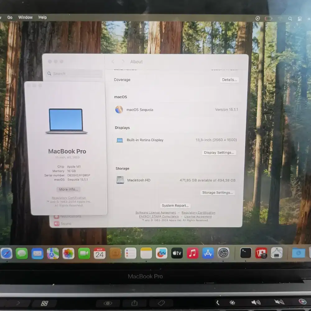 Macbook Pro Layar 13 inch Ram 16 Ssd 512 Space Grey full set iBox