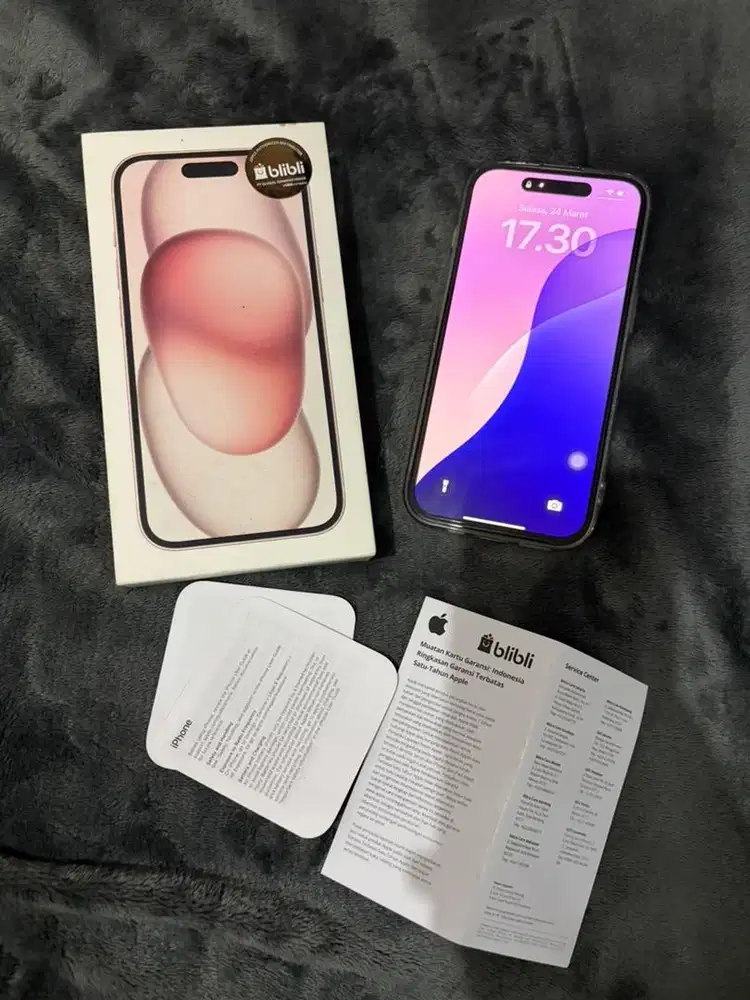 Iphone 15 pink 128 gb / bh 85% ex blibli