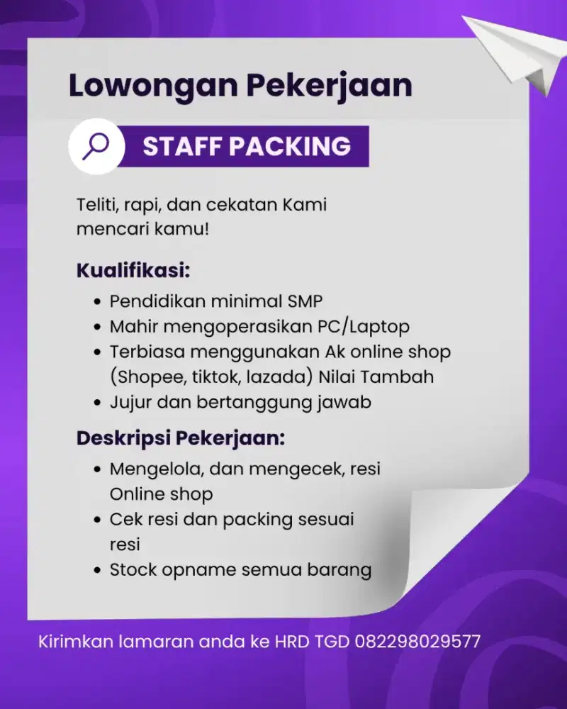 Staff packing online shop