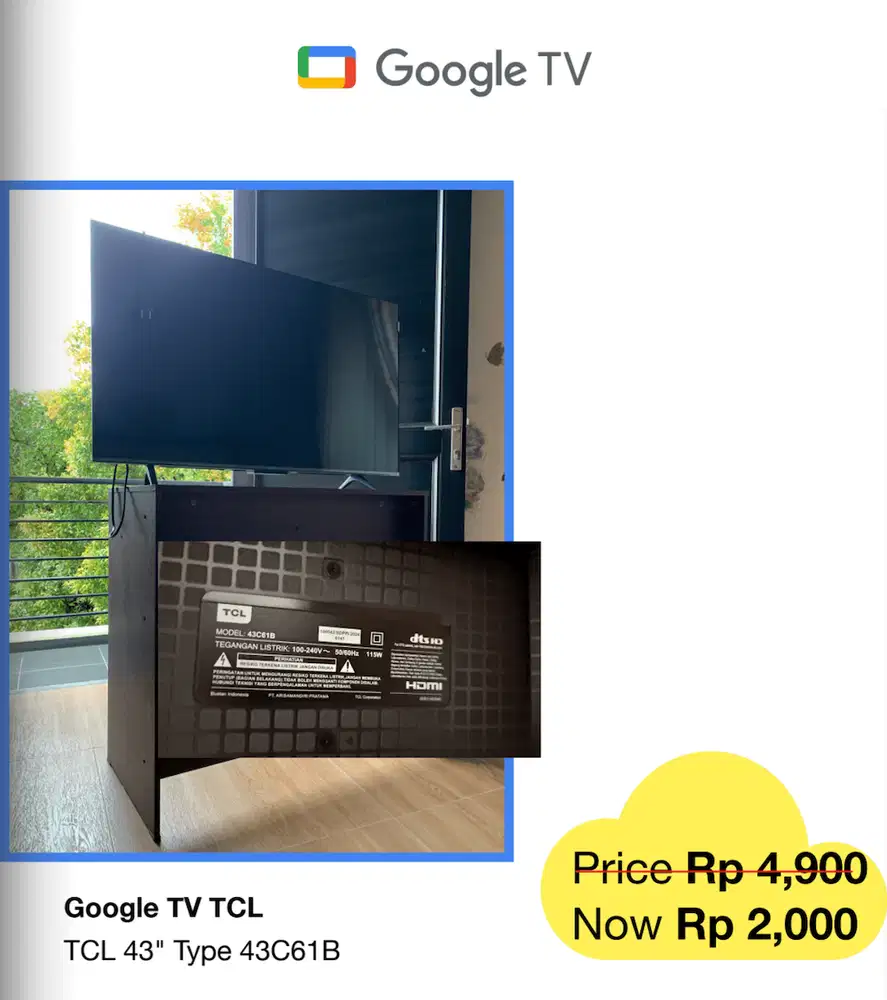 Google TV TCL 43 BARU 1 TAHUN