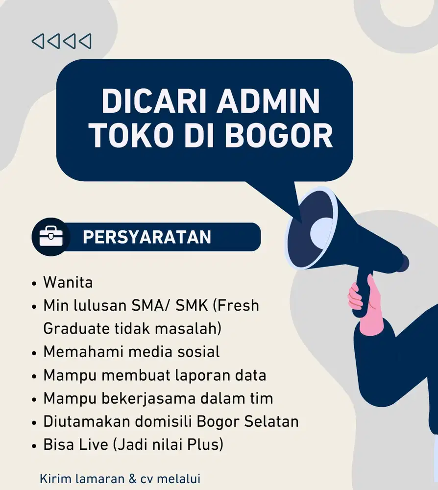 LOWONGAN PEKERJAAN ADMIN TOKO DI BOGOR