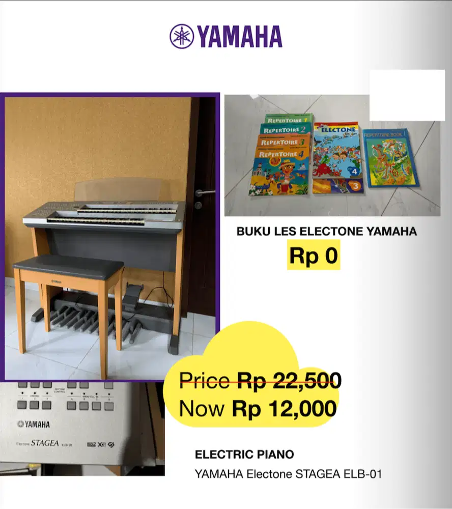 Electric Piano Yamaha Electone STAGEA ELB-01 + Free Buku Yamaha