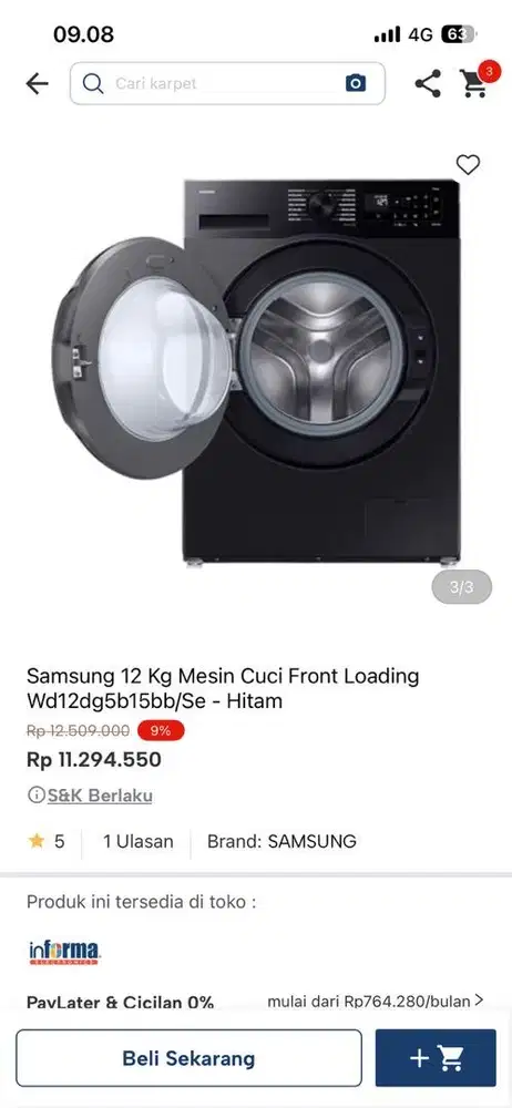 WM FRONT LOAD 12kg samsung