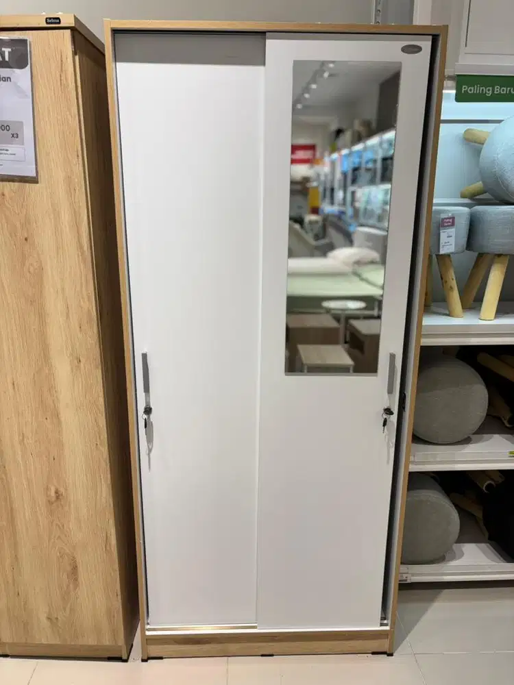Jual lemari pakaian 2 pintu sliding minimalis