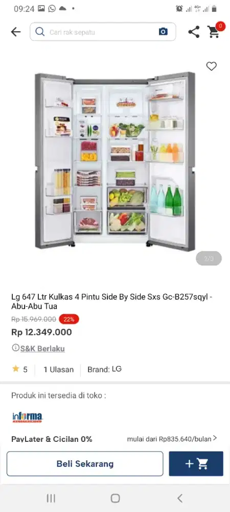 Lg kulkas sbs 2pintu
