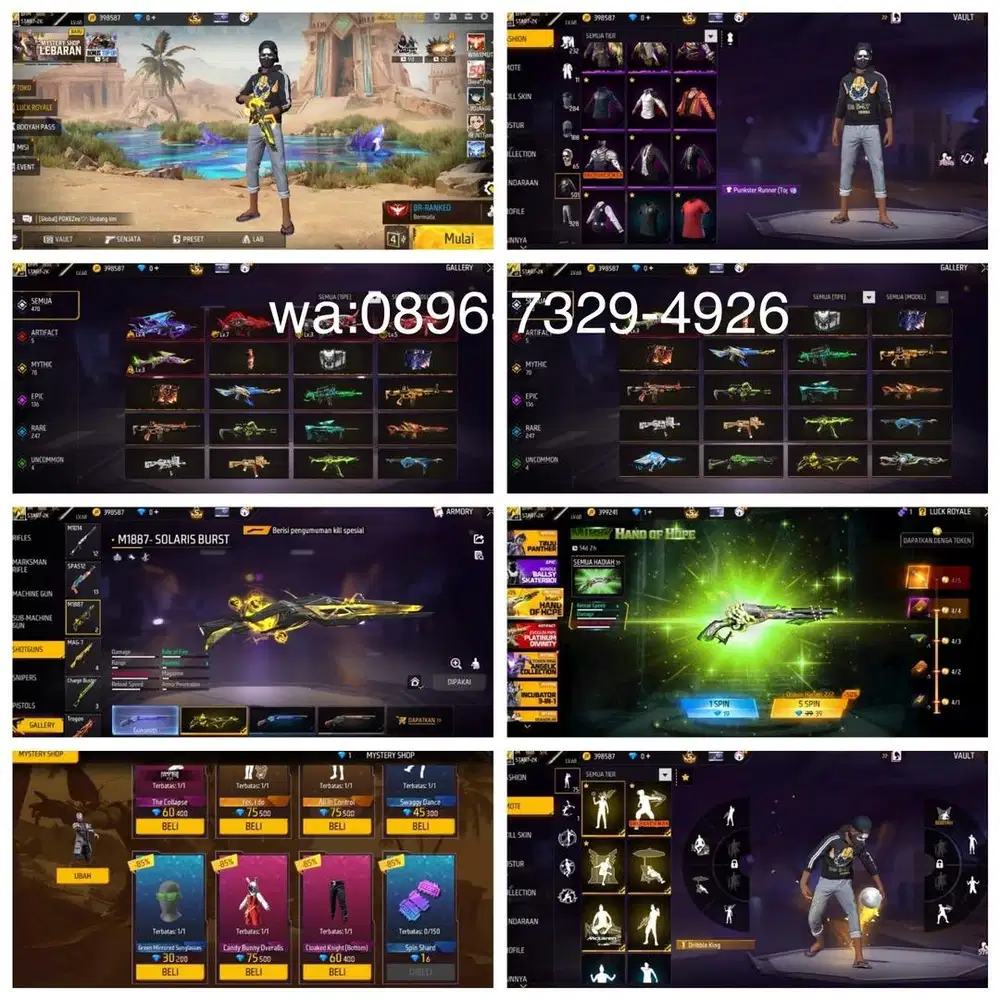 STOK AKUN FF SPEK CEK FOTO AJA SG SOLAR LOG GOGLE