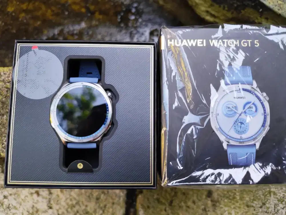 Smartwatch Jam Tangan Huawei GT 5 46mm Blue Woven Running Padel