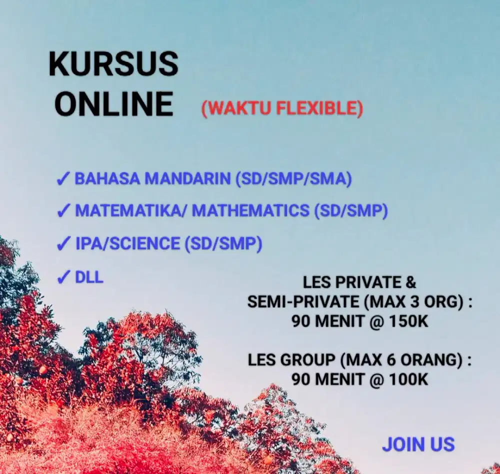 Kursus Online (Mandarin & Pelajaran Lainnya)