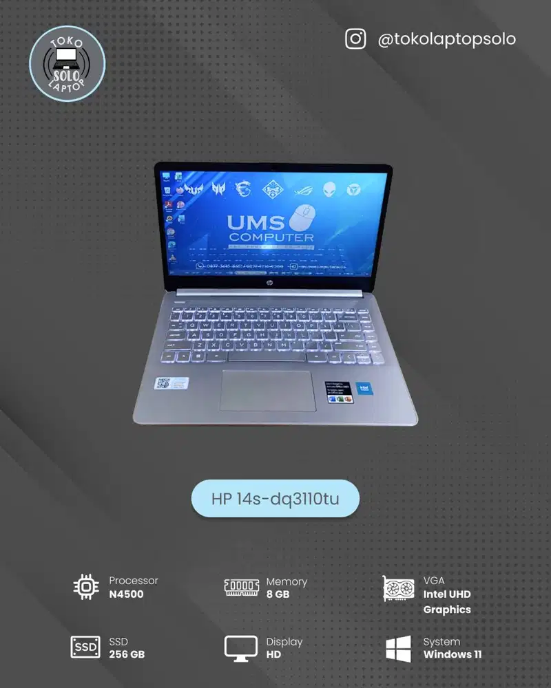 HP 14s-dq3110TU INTEL N4500 RAM 8GB SSD 256GB Intel UHD Graphics