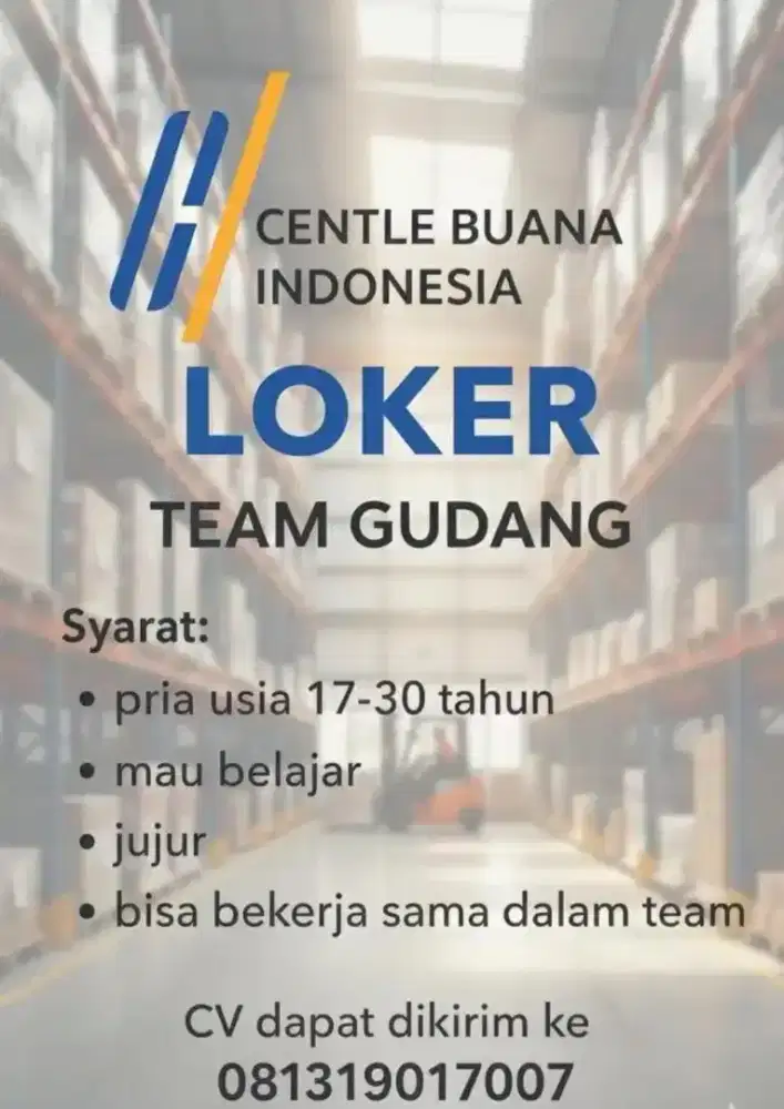 Dibutuhkan tim gudang olshop