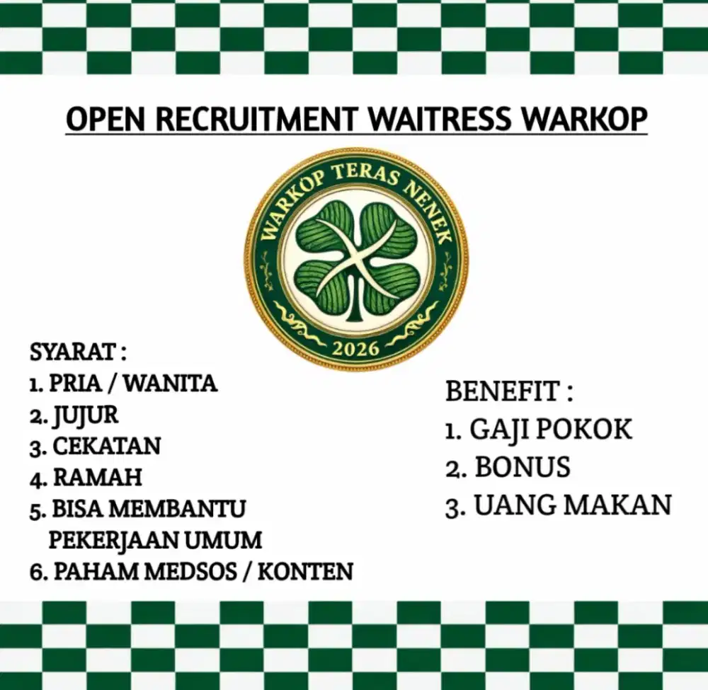 LOWONGAN KERJA PENJAGA WARKOP