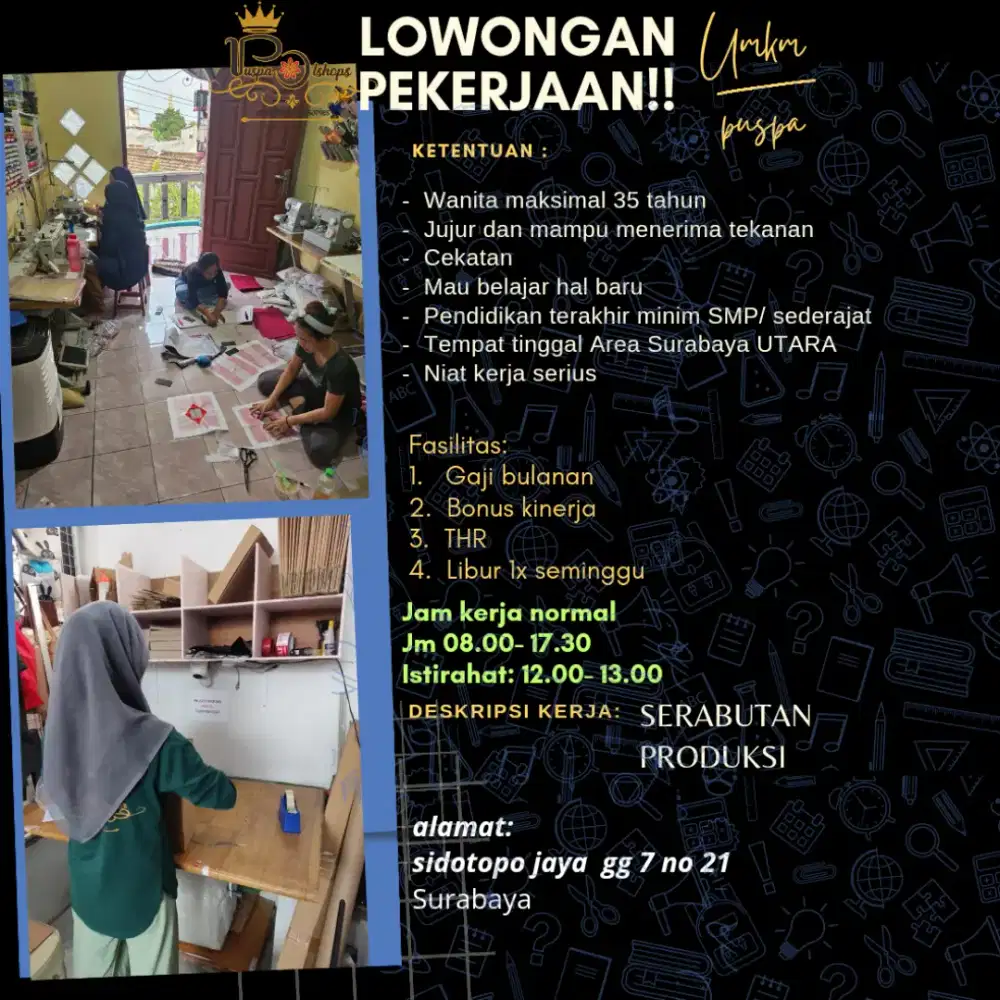 Dibutuhkan pekerja  serabutan produksi