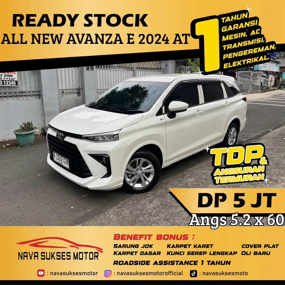 TDP 5Jt Angs Termurah All New Avanza E 2024 Matic Putih Low Km LikeNew