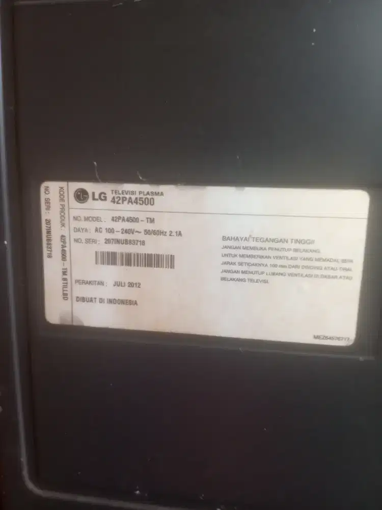 Tv Plasma Merk LG 42PA4500 MATOT