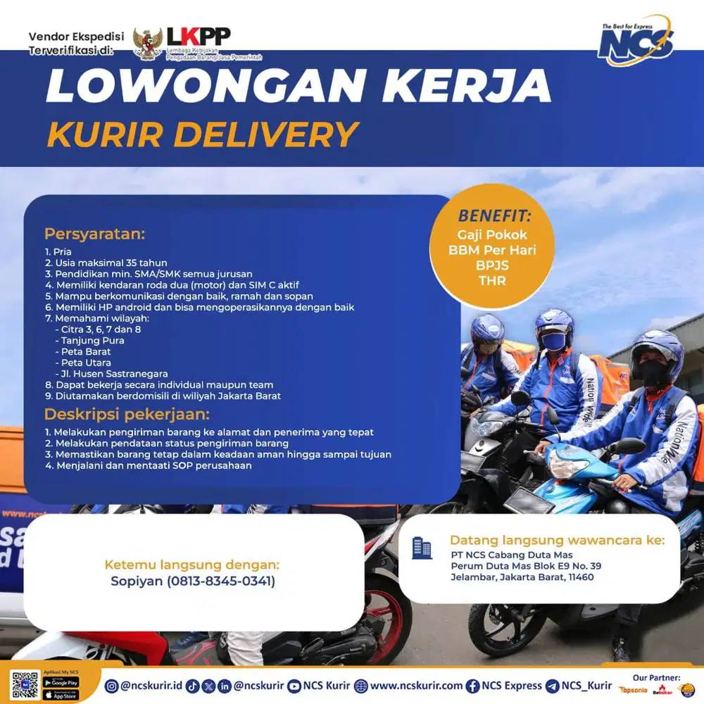 Dibutuhkan Kurir Motor