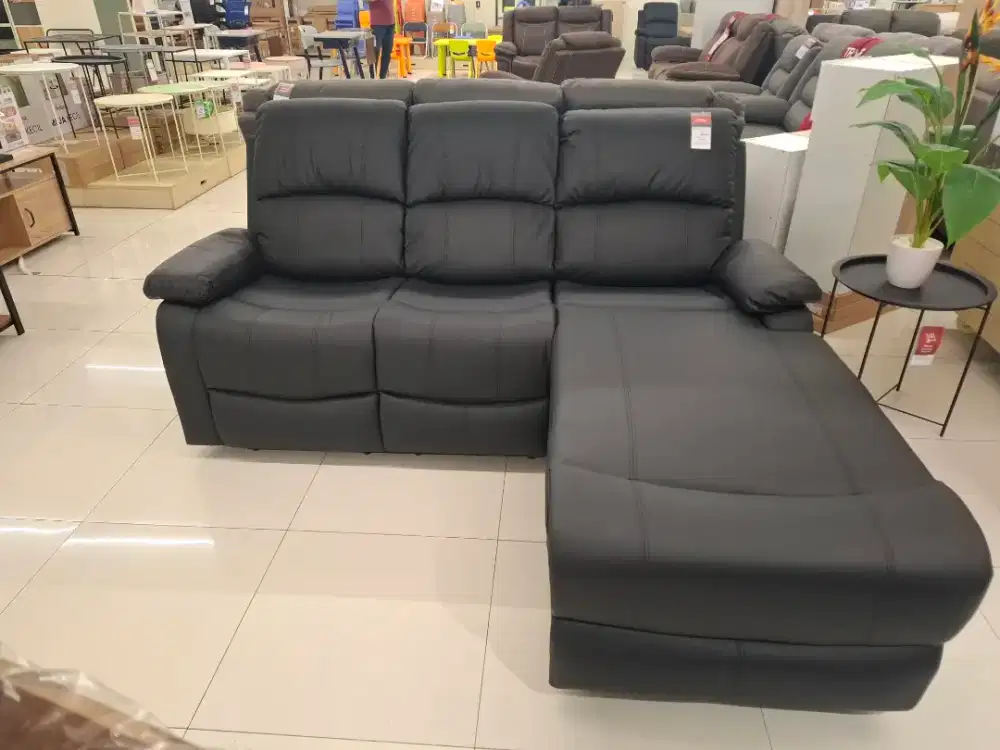 Sofa Recliner L 3 Seat Hitam Premium