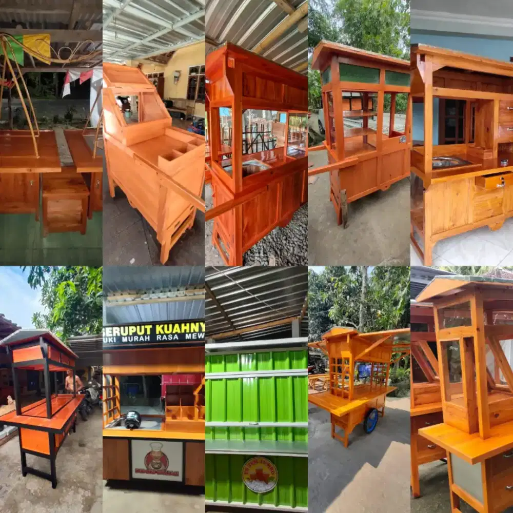 Gerobak es gerobak kayu gerobak besi gerobak kuliner bayar COD
