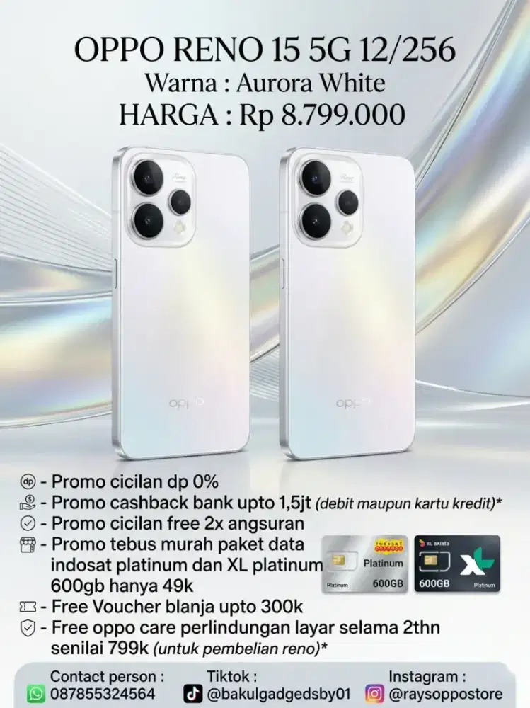 Promo spesial OPPO RENO 15 5G CAHSBACK DEBIT