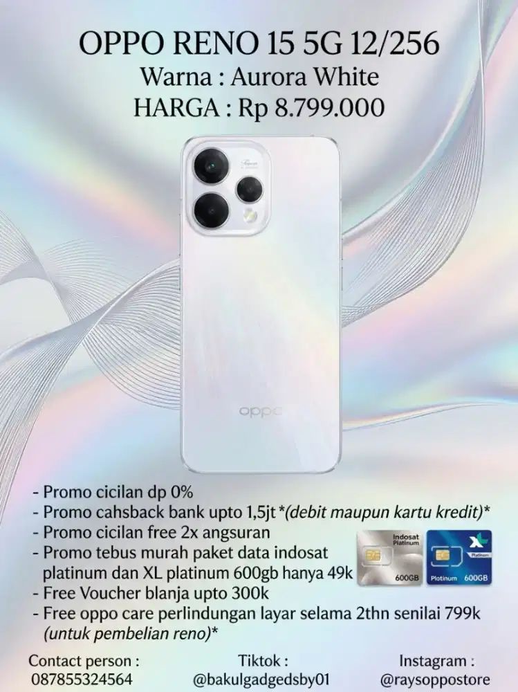 Promo terbesar Oppo Reno 15 5g cashback debit