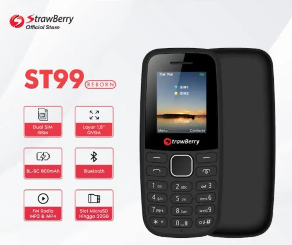 Murah New hp strawberry ST 99 grs resmi,