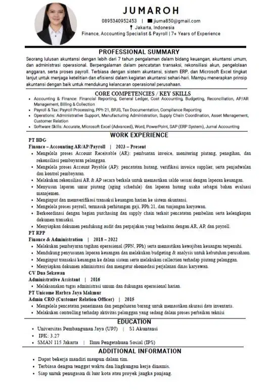 mencari pekerjaan posisi finance, admin dll