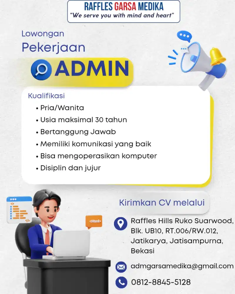Dicari lowongan kerja Admin