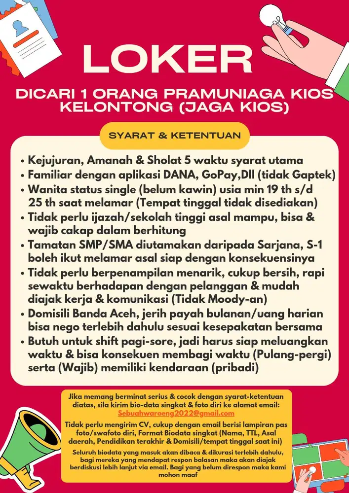 Loker Pramuniaga Kios & Toko kelontong