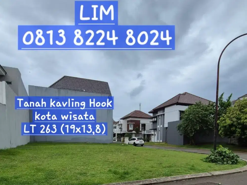 TANAH BAGUS POSISI HOOK LT 263M2 CLUSTER FAVORIT KOTA WISATA CIBUBUR JAKARTA TIMUR