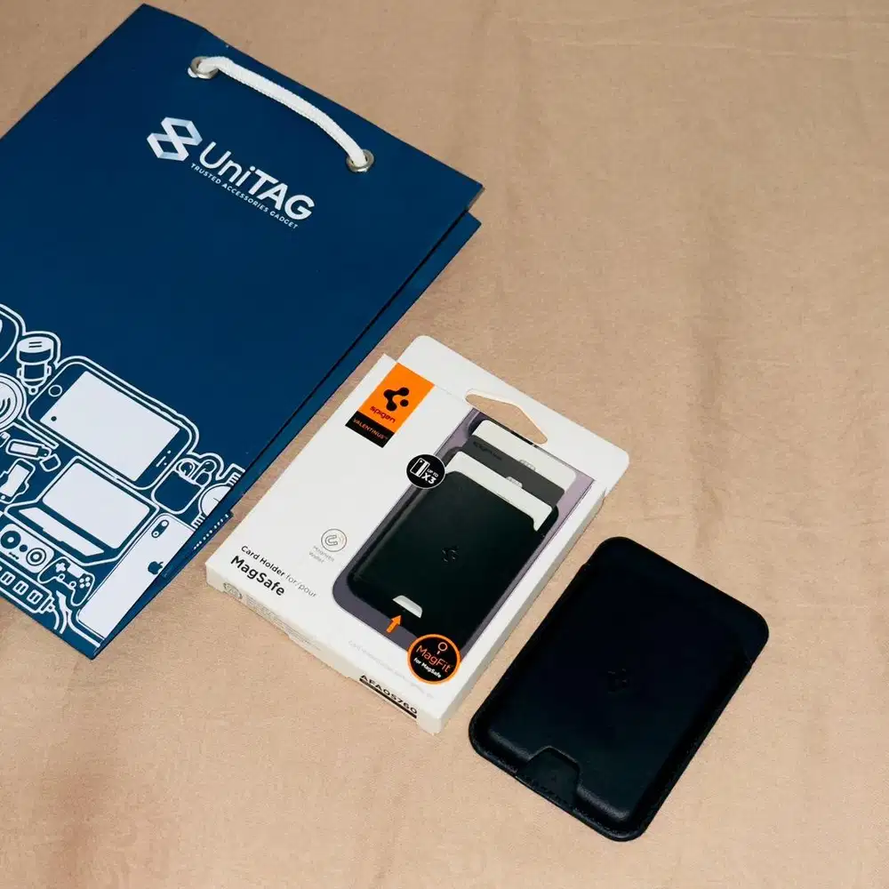 Card Holder Magnetic Spigen Valentinus Magfit Slim Leather3 Cards