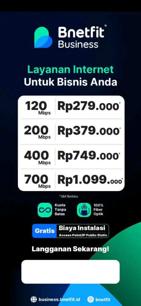 Wifi internet bnetfit bussiness untuk tempat usaha kantor sekolah dll