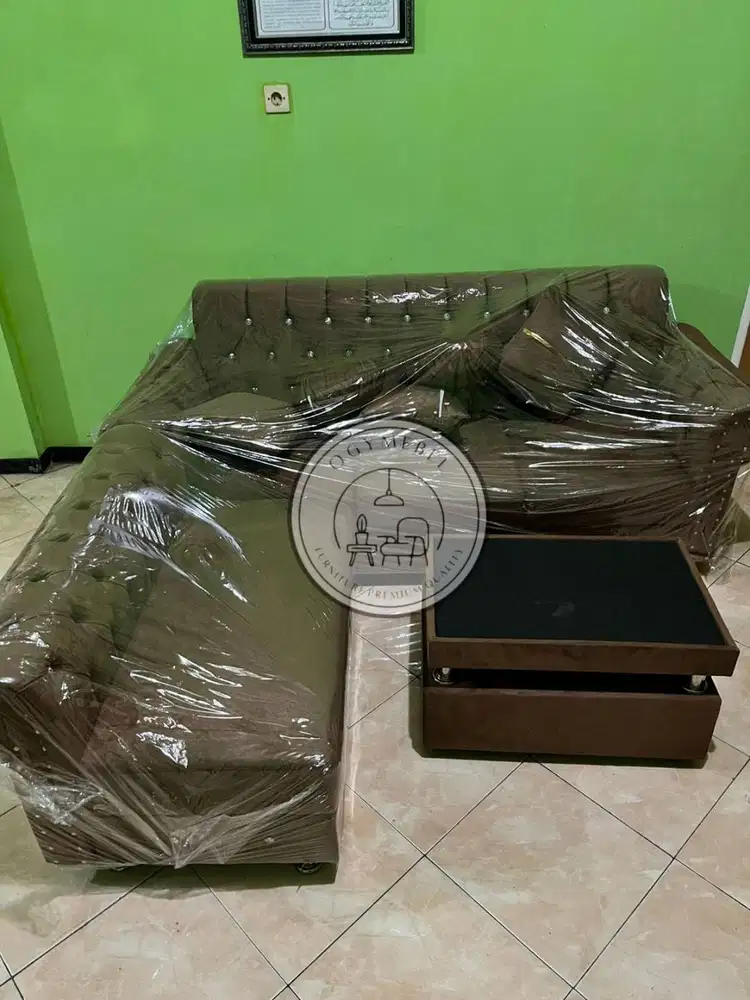 PROMO SET SOFA L COKLAT MINIMALIS MODERN SALE GRATIS ANTAR