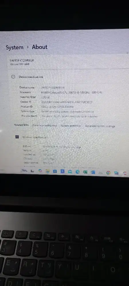 Laptop Lenovo ideapad 330 intel celeron 4gb