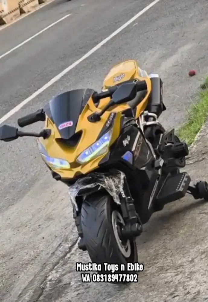 Motor Aki Ninja Warrior sudah main gas tangan,jok kulit,ban karet