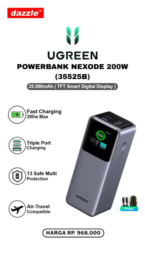 UGREEN POWERBANK NEXODE 25.000MAH 200W (35525B)