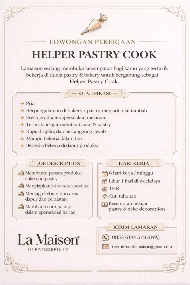Helper cook pastry