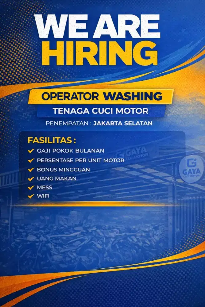 Lowongan kerja tenaga cuci motor