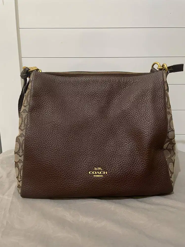 coach hobo leather dan canvas