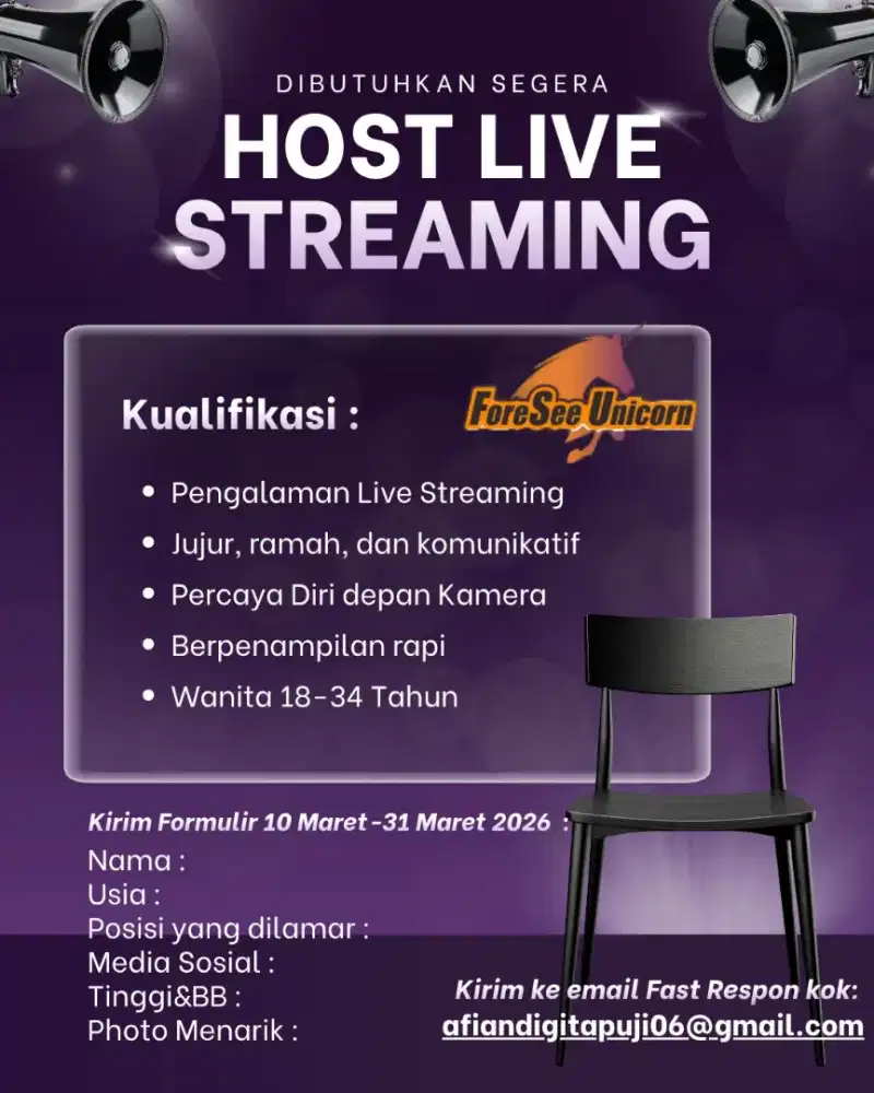 Loker Host Live Streaming Hiburan