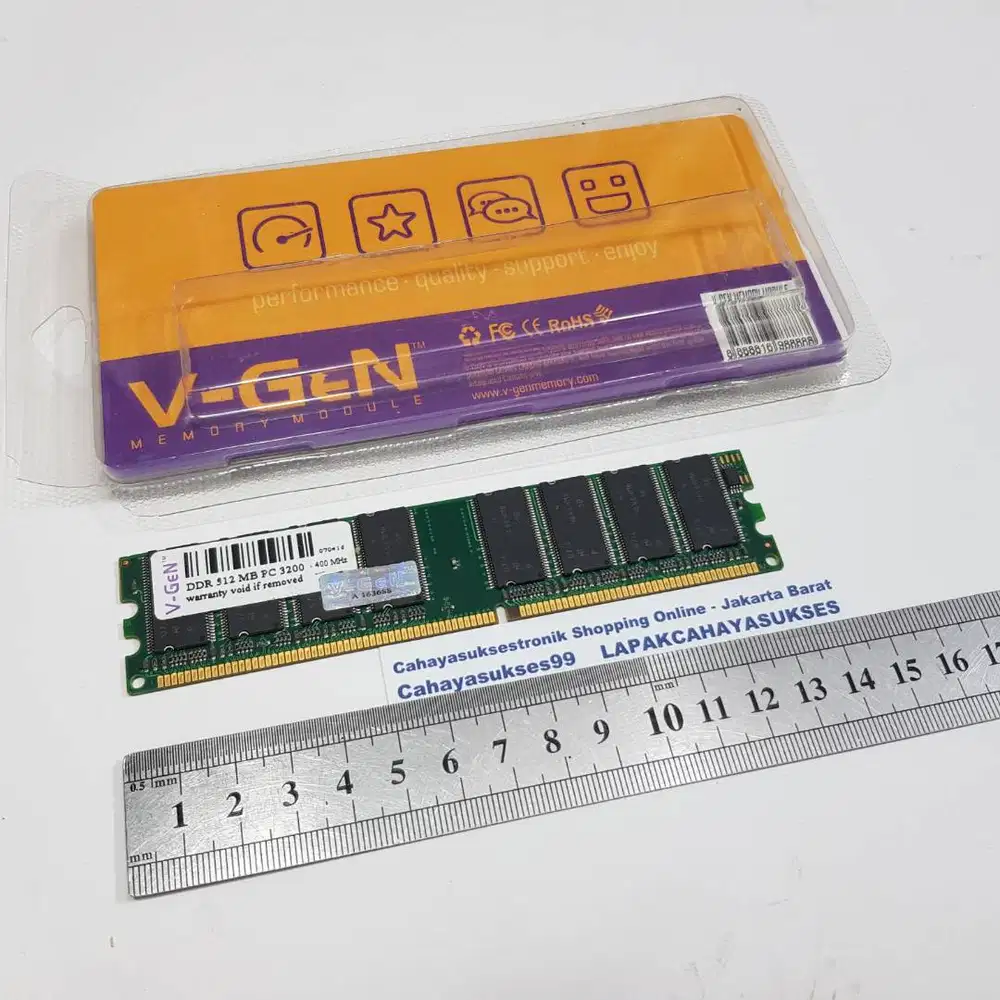 RAM PC DDR1 512MB PC3200 VGEN Memory Ram Komupter Second Bagus