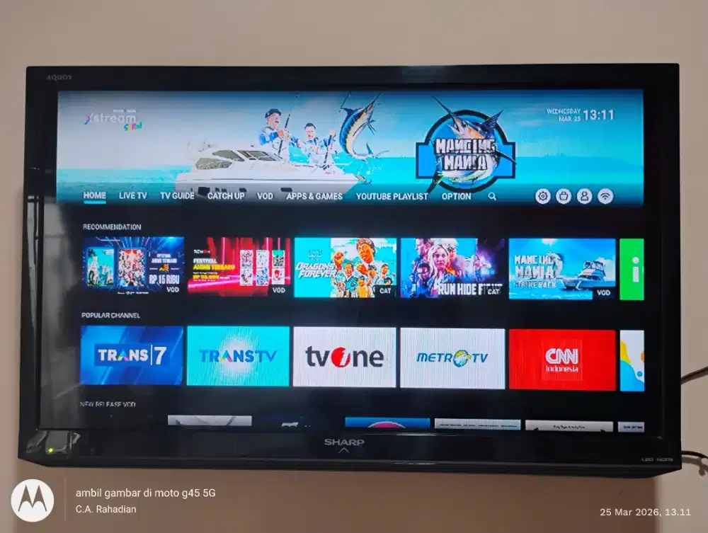 TV LED 32 INCH Sharp Aquos bonus Android Box Transvision dan Bracket