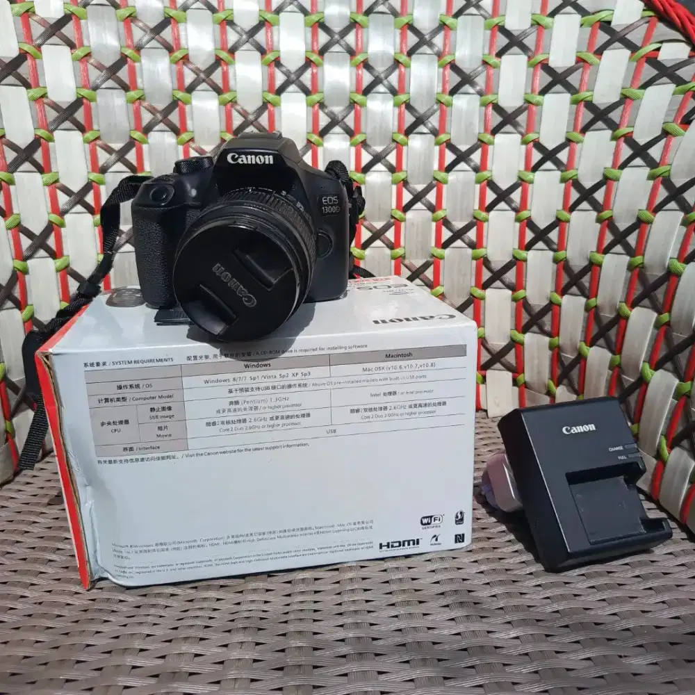 Kamera canon 1300d fullset murah