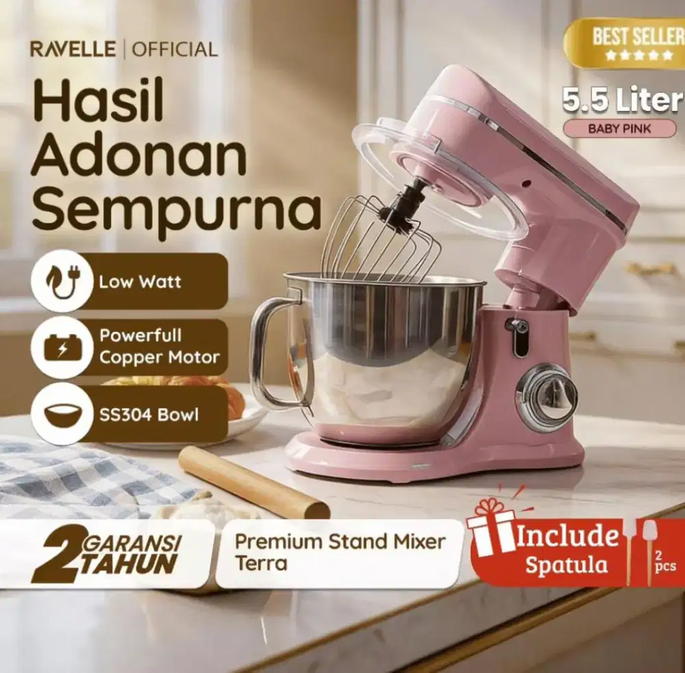 Ravelle Stand Mixer 5.5L Terra Electric Mixer