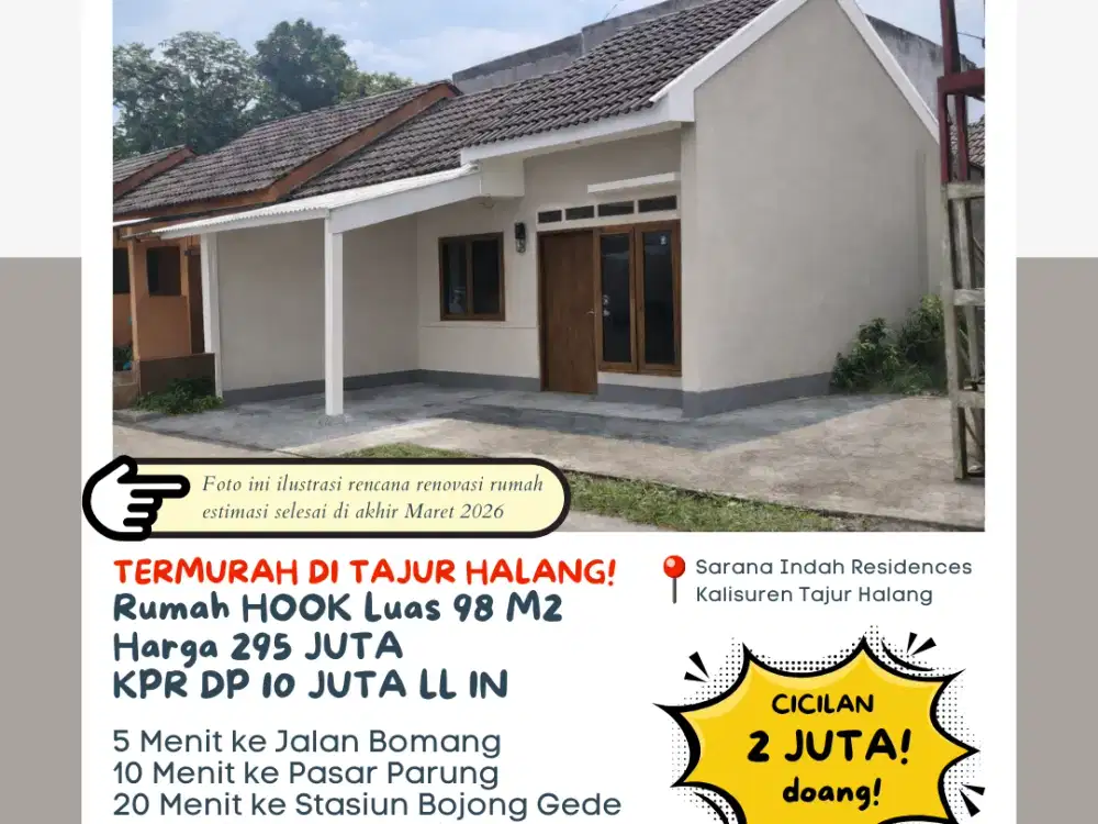 Rumah Termurah Luas 98 M2 di Dekat Pemda Cibinong Cicilan Cuma 2 JUTA Aja!