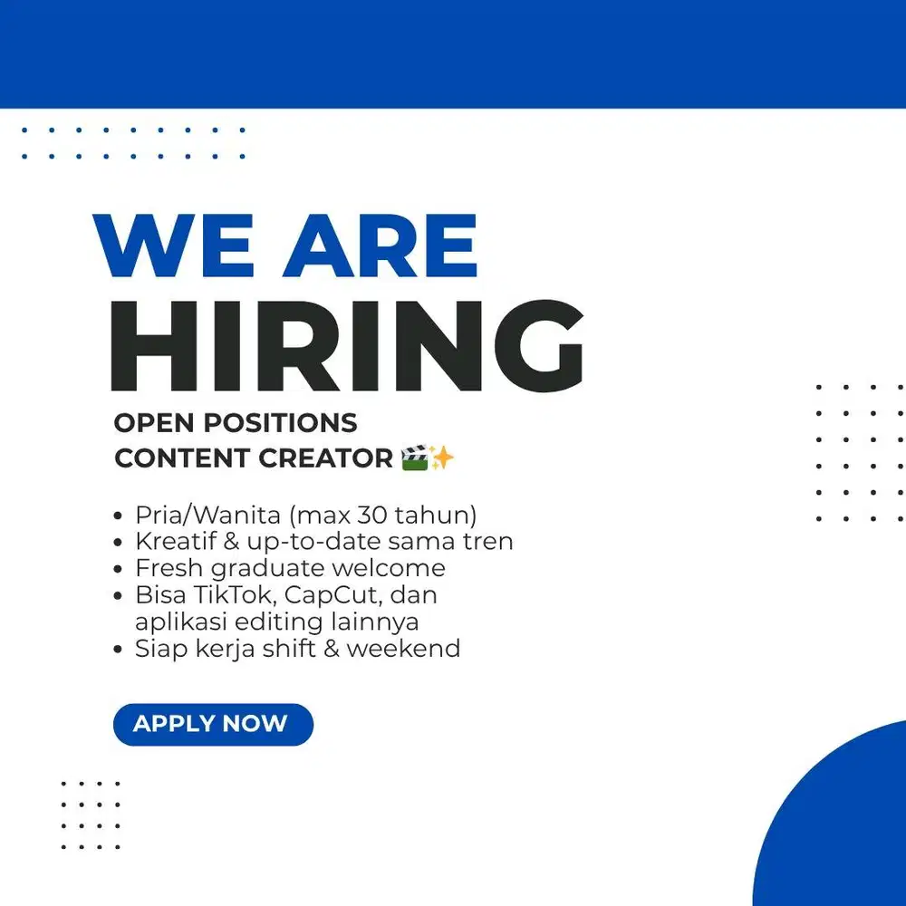 WALK IN INTERVIEW DIBUTUHKAN CONTENT CREATOR