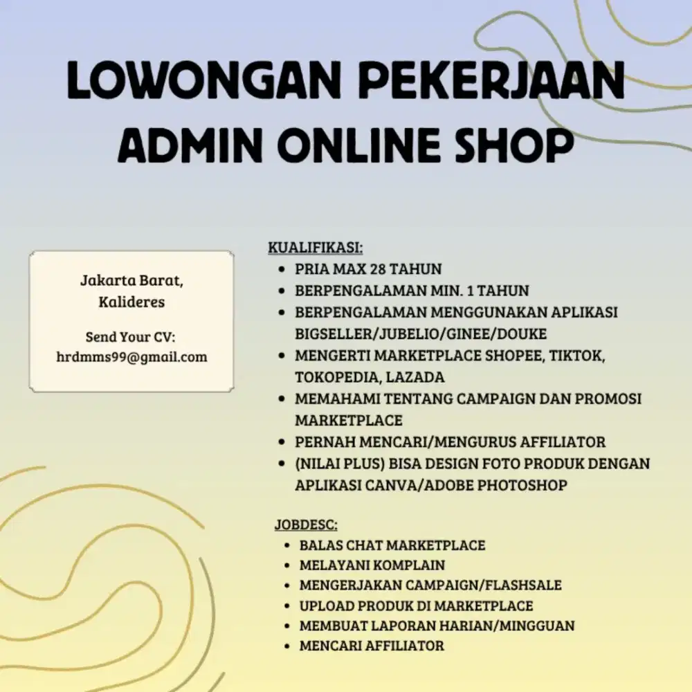 Loker Pria Admin Online Shop